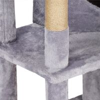 Ansamblu de joaca pentru pisici, cu loc pentru zgariat, ascuns, culcus, minge, 124cm, gri