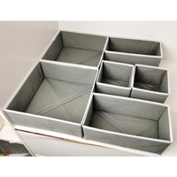 Organizator pentru Sertar, Flippy, 3 Marimi, pentru Lenjerie, Tricouri, Sosete, 6 Piese, Pliabil, Stivuibil, din Tesatura, Gri/Alb