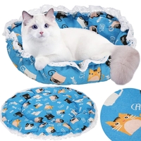 Culcus transformabil pentru pisici, tip saltea cu pereti, 73 cm, albastru