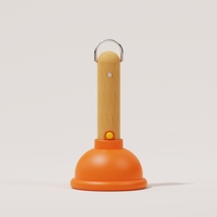 Lampa Nocturna, Flippy, Model Ventuza de Toaleta, Alimentare USB, din Lemn si Silicon, 16 x 9 cm, Portocaliu