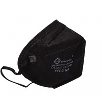 Set 50 bucati Masca de protectie faciala, Flippy, de unica folosinta pentru adulti, FFP2, KN95 CE 0370, 5 straturi, nesterila, ambalaj individual, Negru