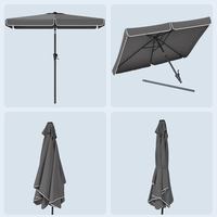 SONGMICS Umbrela de gradina cu manivela, UPF 50+, inclinare 30°, structura metalica, 300x200 cm, gri