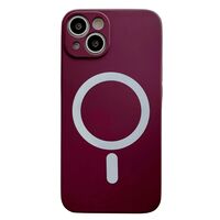 Husa MagSafe pentru Apple iPhone 14 Pro, Silicon, Protectie pentru camera, Magnetica, Incarcare Wireless, Vafy, Visiniu