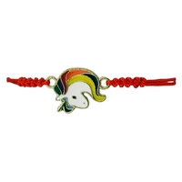 Martisor Bratara pentru Dama si Copii, Jolie, Model Unicorn Magic cu Curcubeu, Set 12 bucati, Pandantiv Emailat, Snur Reglabil, Rosu/Multicolor