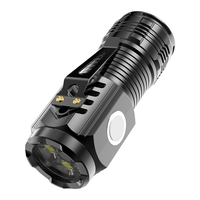 Lanterna cu 3 Nuclee Led, Vafy, Incarcare USB, Autonomie 4-20h, Raza Maxima 100-200 m, 5W, 4 x 4 x 9 cm, Suport de Agatat, Fund Magnetic, Negru Galvanizat