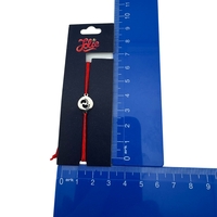 Martisor Bratara din Inox pentru Copii, Jolie, Textil si Inox, Snur Rosu, Model Talpi, Argintiu