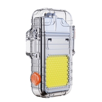 Lanterna Tip Breloc cu Bricheta, Vafy, Impermeabila, 3 Moduri Iluminare, 300 mAh, Incarcare USB-C, COB, Raza de Actiune 50 - 100 m, 7.4 x 4.9 x 1.7 cm, Argintiu