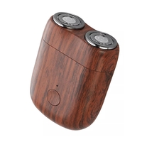 Mini Aparat de Ras Electric, Vafy, din ABS cu Fibra de Carbon, Portabil, Cap Rotativ Detasabil cu 2 Lame de Otel, Rezistent la Apa, Incarcare Type-C, Autonomie 45 min, Maro