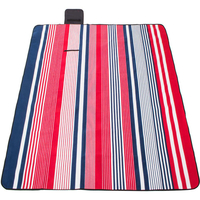 Patura pentru picnic sau plaja, cu folie izolatoare si maner, 160x200cm, albastru rosu