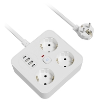 Prelungitor Multifunctional pentru Birou, Vafy, 3 Prize, 2 USB-A, 2 TYPE-C, Suport pentru Telefon, 3250W, Lungime Cablu 2 m, 11.4 x 12.4 cm, Alb