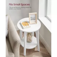 VASAGLE Masuta laterala rotunda cu raft inferior, pentru living sau dormitor, stil modern, 40x40x50 cm, alb