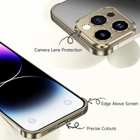 Husa Metalica Edgeless Compatibila cu iPhone 16, Vafy, Protectie pentru Colturi si Camera, Aliaj Aluminiu, Antisoc, Antizgariere, Auriu