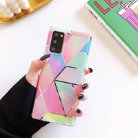 Husa protectie Vafy compatibila cu Samsung Galaxy S21 Ultra Soft IMD TPU Marble Geometric Roz