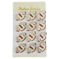 Set 12 Brose Martisor Traditional, Flippy, Model Haina Traditionala, Brose din Metal, Aspect Lacuit, 3 x 2,5 cm per Unitate, Alb