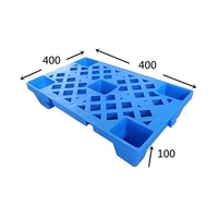 Palet de Transport, Flippy, 40 x 40 x 10 cm, din Plastic durabil, Palet pentru Stivuitor in Depozit, Rezistent la Umiditate, Grila Ingrosata, 5 Picioare, Albastru