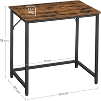 VASAGLE Birou PC compact, stil industrial, PAL si cadru metalic, 80x50x76 cm, maro rustic