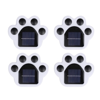 Set 4 Lampi Solare Led pentru Gradina, Flippy, Model Laba de Urs, 14 x 13 x 3 cm, Buton On-Off, Alb Rece, Negru/Alb