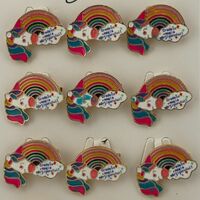 Set 12 Brose Martisor pentru Copii, Jolie, Model Unicorn Curcubeu, cu Mesaj Crede in Magia Martisorului, Multicolor