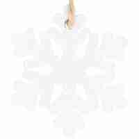 Decoratiune brad fulg de zapada din lemn, set 6 bucati, 4cm, alb