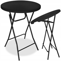 Masa catering profesionala pentru evenimente, inalta, cu picioare metal pliabile, rotunda, d 80 cm, h 110 cm, negru