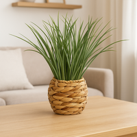 Planta decorativa Atmosphera, iarba in ghiveci impletit, 18x46 cm, maro natur