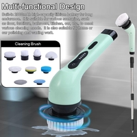 Perie Electrica de Curatare, Flippy, pentru Gresie, Baie, Bucatarie, 25x20x9.5 cm, cu 9 Capete, Maner Extensibil Detasabil 84-127cm, Incarcare USB-Type C, Rotire 360 de Grade, 3000 mAh, Culoare: Verde