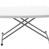 Masa pliabila 76x50 cm, inaltime reglabila 36-71 cm, pentru terasa, gradina sau camping, HDPE alb