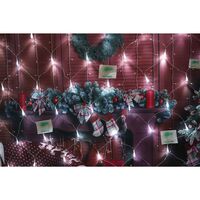 Sectiune Instalatie de Craciun Vafy, Tip Plasa, 120 LED-uri, 1.5 x 1.5 m, 8 jocuri de lumini, Interconectabila, Fir transparent, Alb rece