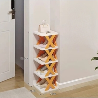Organizator de Pantofi, Flippy, 5 Straturi, din ABS, Suport Modular, 65.5 x 24 x 26 cm, Portocaliu