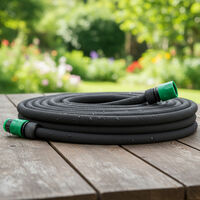 Furtun irigare prin picurare pentru gradina, cauciuc flexibil, 15 m, diametru 12,5 mm, negru