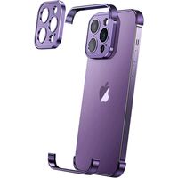 Husa Metalica Edgeless Compatibila cu iPhone 16 Pro, Vafy, Protectie pentru Colturi si Camera, Aliaj Aluminiu, Antisoc, Antizgariere, Mov