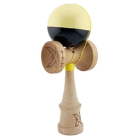 Kendama X Originala, Profesionala, Flippy, Big Cups V2, Super Sticky cu Cupe Mari, Rulment Metalic, din lemn 18 cm, Ata 55 cm, Galben/Negru
