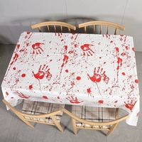 Fata de Masa, Flippy, din Folie, Imprimeu Halloween - Help Me, 137 x 274 cm, Alb/Rosu