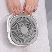 Mini ventilator pentru birou cu usb, Vafy, rotire 360 grade, 3 viteze, 1500 mA, 13.5 x 12,8, Alb