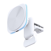 Incarcator Wireless Auto pentru Telefon, Flippy, Statie de Incarcare Magnetica Auto pentru Masina, 15W, 7 x 7 x 6.3 cm, Compatibil cu iOS/Android, Alb