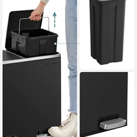 SONGMICS Cos de gunoi din inox cu 2 compartimente colectare selectiva, cu galeti interioare, 2x24 litri, negru
