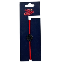 Martisor Bratara din Inox pentru Copii, Jolie, Textil si Inox, Snur Rosu, Model Talpi, Argintiu