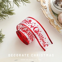 Panglica Decorativa cu Tematica de Craciun, Flippy, Set din 4 bucat + 1 Rulon Ata Rosie Alba, Panglica pentru Cadou de Craciun Brad si Decor, 2 M per bucata, Model HO HO HO, Rosu