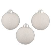 Set 3 globuri de Craciun Atmosphera, efect gheata, diametru 6 cm, alb
