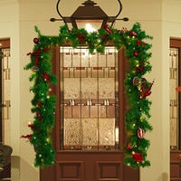 Ghirlanda de Craciun, Flippy, din Brad Artificial cu Decoratiuni, cu Baterii, 30 LED-uri, 180 cm, Verde
