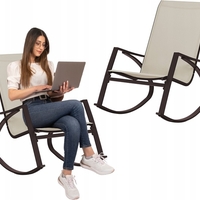 Scaun balansoar de gradina din metal si textil, 60x104x95 cm, capacitate 120 kg, crem