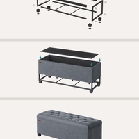 SONGMICS Banca cu spatiu de depozitare 110x40x40 cm, 103 litri, tapitata cu catifea, MDF si spuma, gri