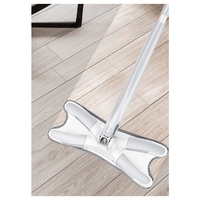 Mop Plat, Flippy, cu Sistem de Stoarcere, 4 Lavete Incluse, Lungime Telescopica 140 cm, Argintiu