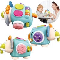 Jucarie interactiva Montessori, Flippy, Jucarie pentru Bebelusi, Model Elefant Dragut, din Plastic rezistent, Varsta 18+ luni, 21 x 16 x 14 cm, Verde deschis