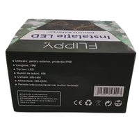 Instalatie Craciun Liniara, Vafy, de Exterior, IP65, cu Alimentator 1.5 m inclus, 10 metri, 100 LED, Alb Cald