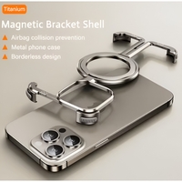 Husa MagSafe Metalica Compatibila cu iPhone 15 Pro Max, Vafy, Clear Case, Aliaj de Aluminiu, cu Magnet, fara Rama, Antisoc, Antizgariere, Incarcare Wireless, Gri Metalizat
