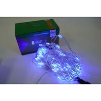 Sectiune Instalatie de Craciun Vafy, Tip Plasa, 120 LED-uri, 1.5 x 1.5 m, 8 jocuri de lumini, Interconectabila, Fir transparent, Albastru