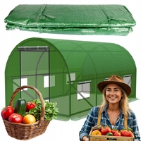 Folie armata pentru sera gradina 300x200 cm, verde, PE 140g/m², UV4, cu ferestre si usa cu fermoar