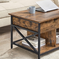 VASAGLE Masa de cafea cu inaltime reglabila, spatiu de depozitare ascuns, 60x100x(48-62) cm, maro rustic