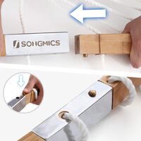 SONGMICS Hamac dublu cu bare curbate din bambus, perna inclusa, maxim 225 kg, 200x140 cm, crem